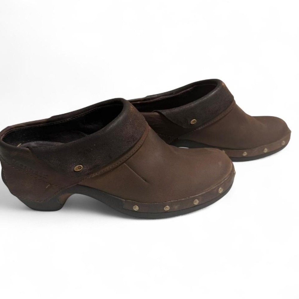 Merrell Luxe Wrap Leather Clogs Brown Slip‎ On Comfort Shoes Women's 7